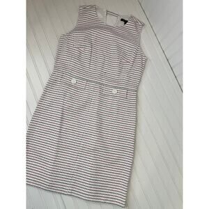 Brook Brothers Jacquard Cut-Out Shift Office Dress Corpcore Red White Blue Sz 8